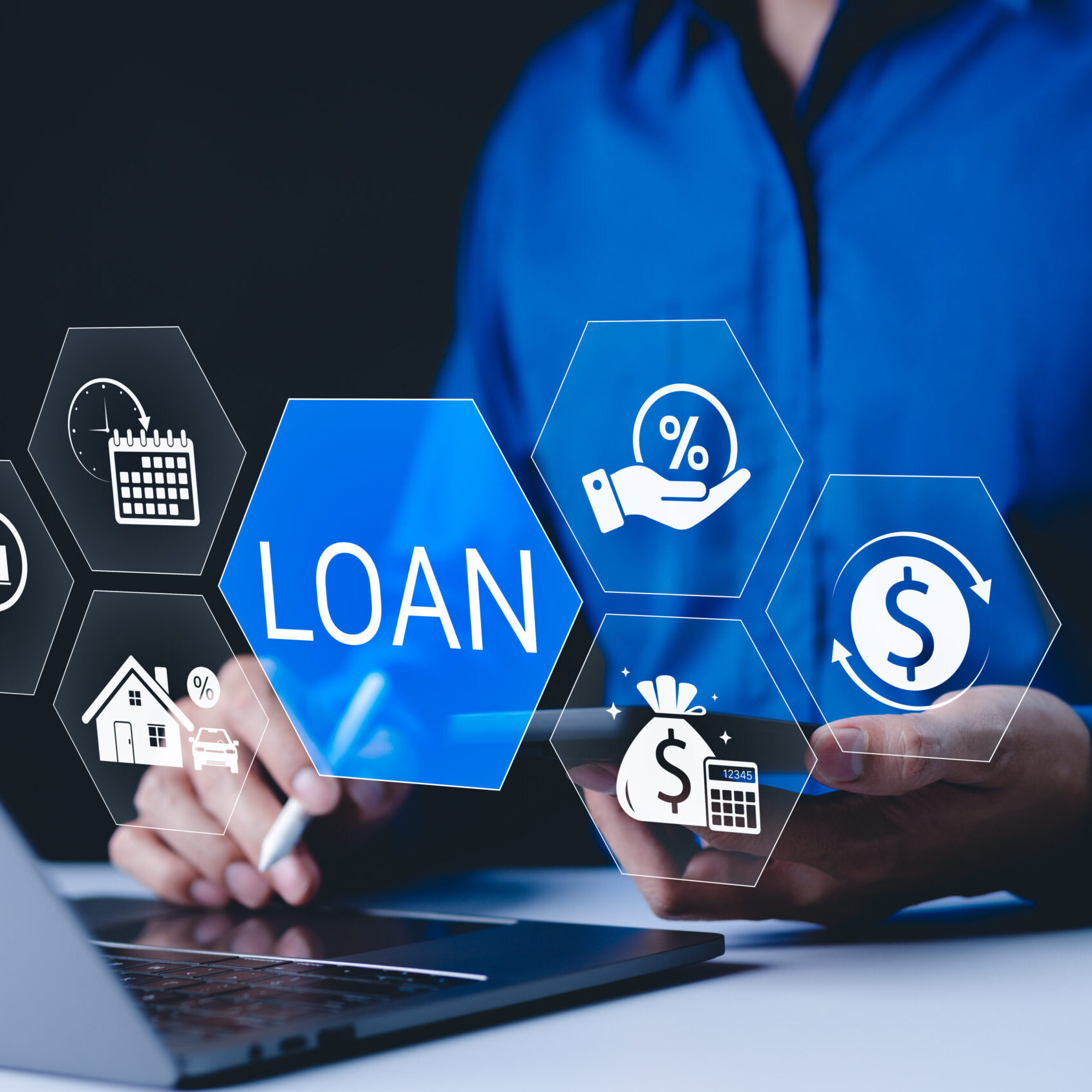 Loan concept with digital icons